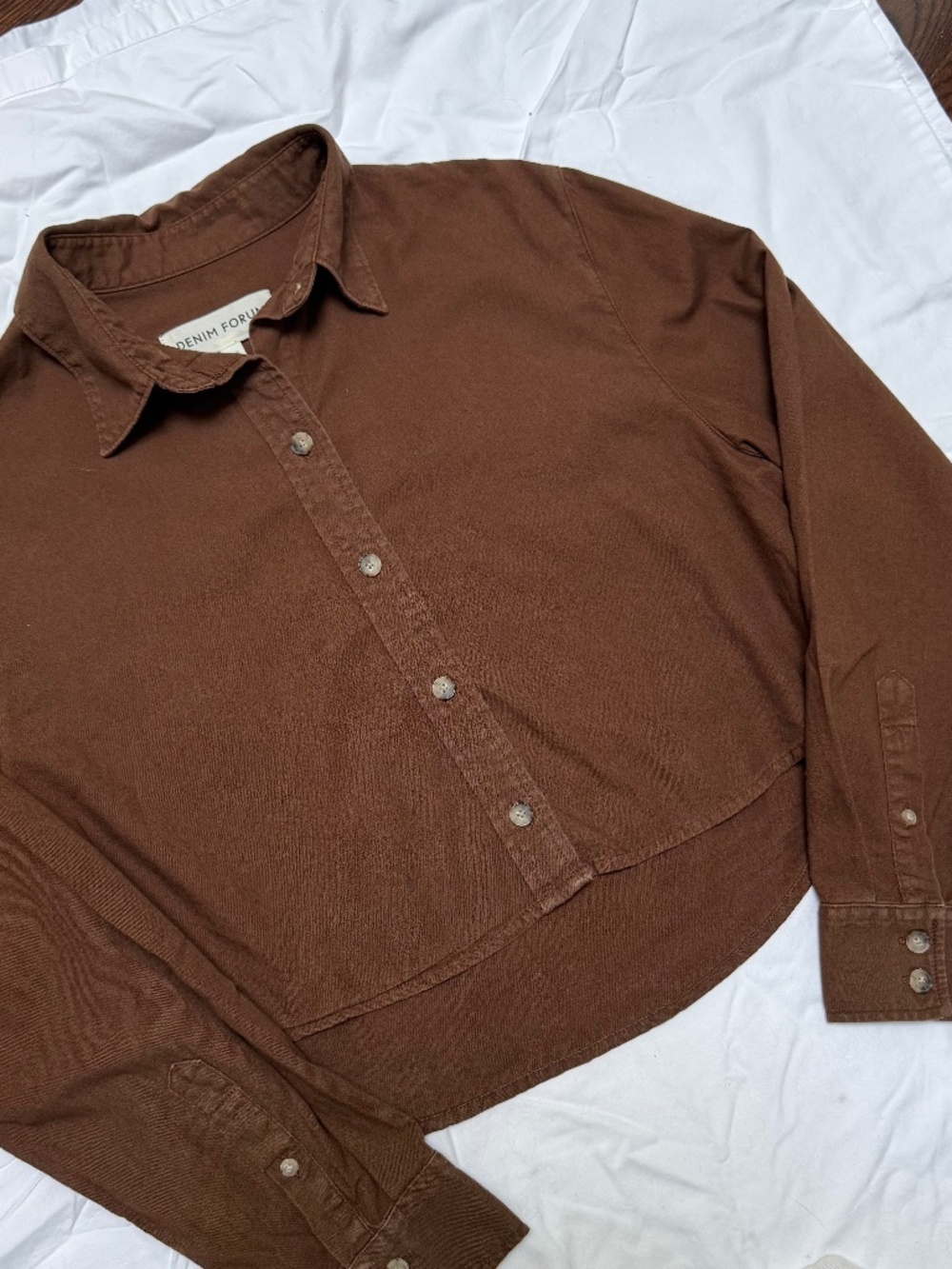 Denim Forum Aritzia The Jane Cropped longsleeve button-up shirt
